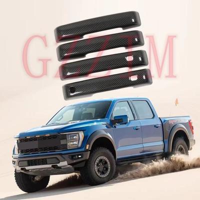 Car Door Handle Bowl Cover Light Cover Full Set Auto Body Kit For Black Carbon Fiber Accessories Car Exterior Waterproof Covers Handle Mirror Bowl Trim For Ford F150 F-150 Raptor 2023